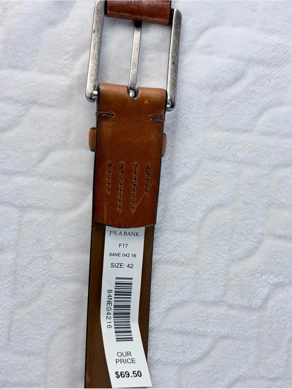 NWT Jos. A. Bank Handmade in Italy Men's Brown Tan Leather Belt Size 42 Classic
